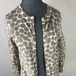 J. Crew Grey & White Polkadot Cardigan Small